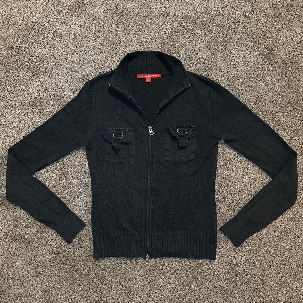 JJ Basics Front Pocket Two-Way Zip Jacket